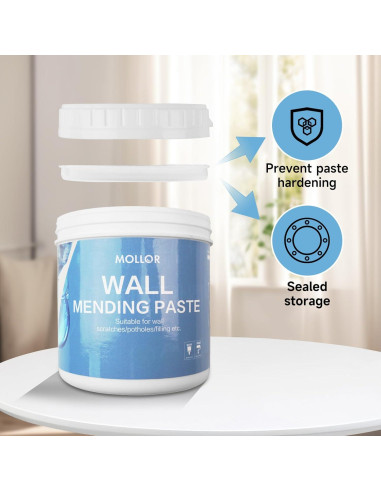 Kit de Reparación de Paredes Mollor 1kg - Masilla y Raspador