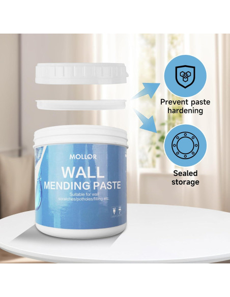 Kit de Reparación de Paredes Mollor 1kg - Masilla y Raspador