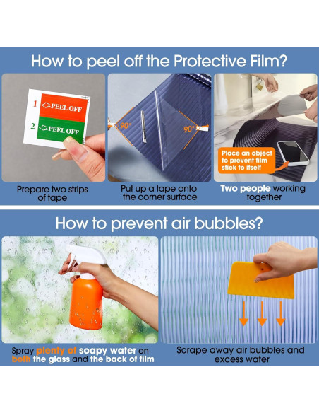 Película de Privacidad Coavas 3D para Ventanas 44.5x199.9 cm Azul