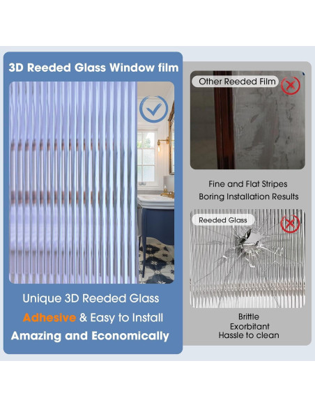 Película de Privacidad Coavas 3D para Ventanas 44.5x199.9 cm Azul