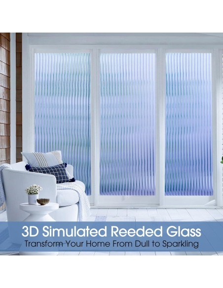 Película de Privacidad Coavas 3D para Ventanas 44.5x199.9 cm Azul