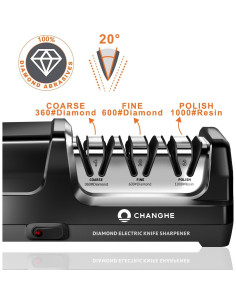Afilador de cuchillos eléctrico Changhe 3 etapas diamante 20 2
