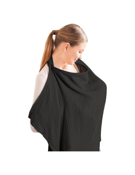 Cubierta de Lactancia Konssy 100% Algodón Transpirable Negro Cubierta de Lactancia Konssy 100% Algodón Transpirable Negro