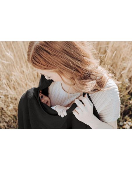 Cubierta de Lactancia Konssy 100% Algodón Transpirable Negro Cubierta de Lactancia Konssy 100% Algodón Transpirable Negro