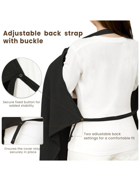 Cubierta de Lactancia Konssy 100% Algodón Transpirable Negro Cubierta de Lactancia Konssy 100% Algodón Transpirable Negro