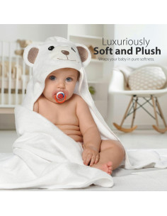 Toalla de Baño con Capucha MINIBOO Oso 88.9x88.9cm Suave 2