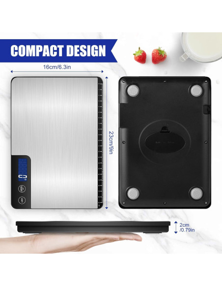 Báscula de Cocina Digital Drcowu K30H 15 kg Pantalla LCD