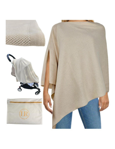 Cubierta de Lactancia Peekaboo Beige - Algodón Orgánico y Cachemira