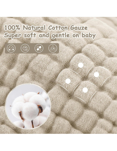 Paños de Baño para Bebés Looxii 100% Algodón 6 Piezas 30x30 cm