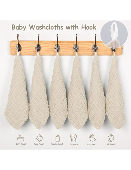 Paños de Baño para Bebés Looxii 100% Algodón 6 Piezas 30x30 cm