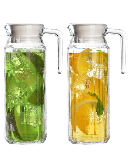 Set de 2 Jarras de Vidrio Marbelous 1.01L con Tapa y Pico Set de 2 Jarras de Vidrio Marbelous 1.01L con Tapa y Pico