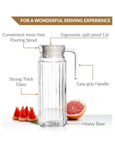 Set de 2 Jarras de Vidrio Marbelous 1.01L con Tapa y Pico