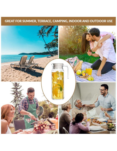 Set de 2 Jarras de Vidrio Marbelous 1.01L con Tapa y Pico