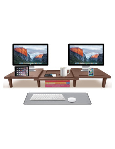 Soporte Doble Monitor Madera Sólida CeraScape Ajustable 60-91cm