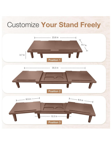 Soporte Doble Monitor Madera Sólida CeraScape Ajustable 60-91cm