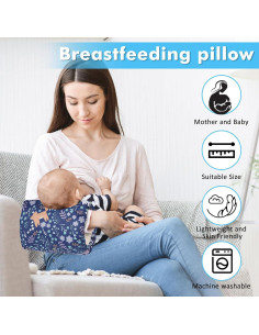 Almohada de Lactancia TEUOPIOE 100% Algodón Bosque Azul 2