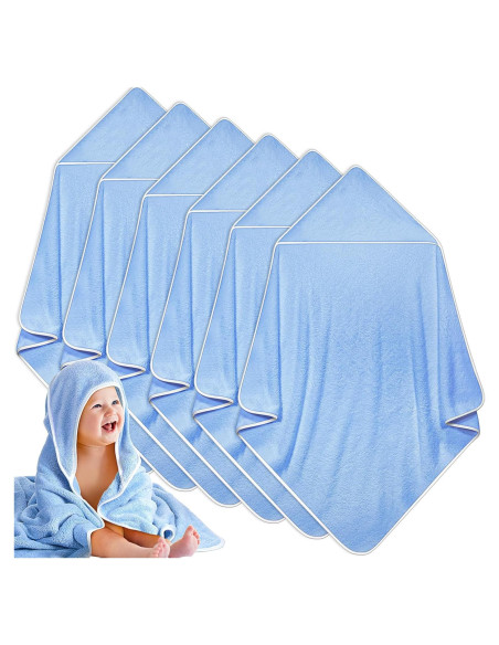 Chumia Toallas de Baño para Bebé con Capucha 6 Piezas Azul 76x76cm