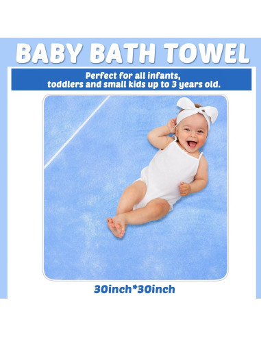 Chumia Toallas de Baño para Bebé con Capucha 6 Piezas Azul 76x76cm