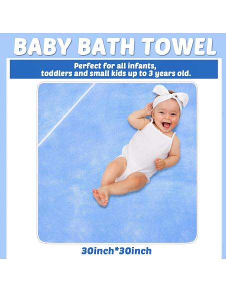 Chumia Toallas de Baño para Bebé con Capucha 6 Piezas Azul 76x76cm