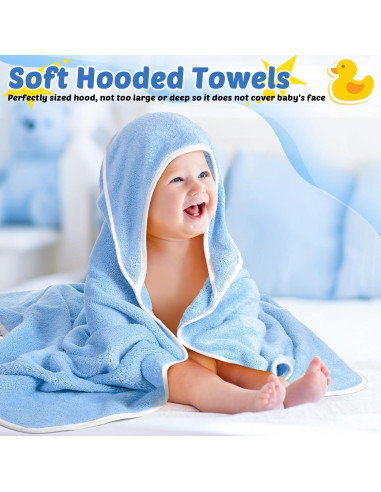 Chumia Toallas de Baño para Bebé con Capucha 6 Piezas Azul 76x76cm