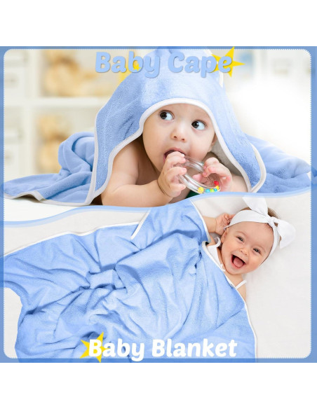 Chumia Toallas de Baño para Bebé con Capucha 6 Piezas Azul 76x76cm