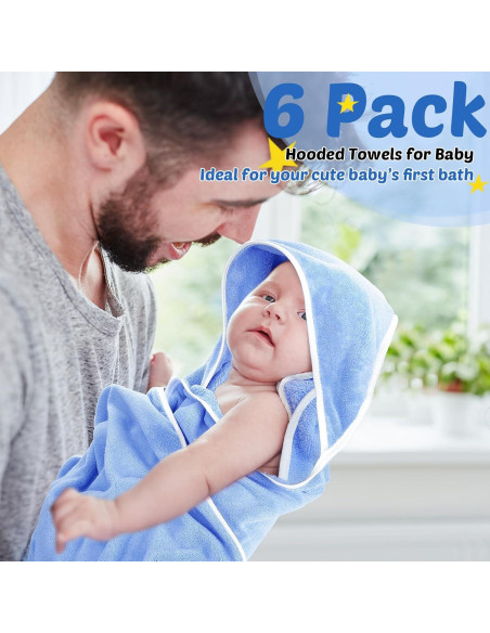 Chumia Toallas de Baño para Bebé con Capucha 6 Piezas Azul 76x76cm