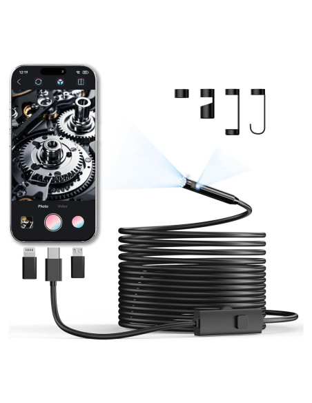 Cámara Endoscópica CTEOUNPT Doble Lente 1920P HD 5m USB