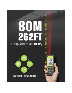 Medidor Láser Inkerma ACE-80, 80m, Pantalla LCD, Batería Incluida 2