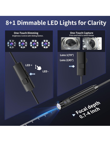 Cámara Endoscópica CTEOUNPT Doble Lente 1920P HD 5m USB