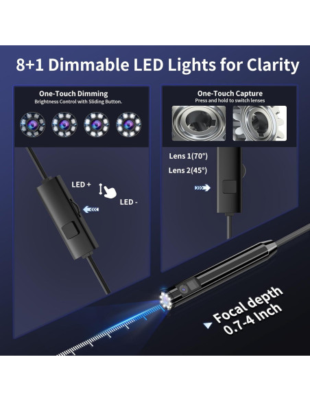 Cámara Endoscópica CTEOUNPT Doble Lente 1920P HD 5m USB