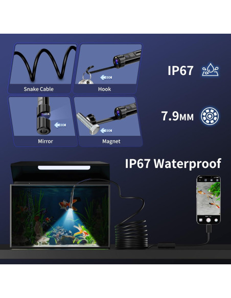 Cámara Endoscópica CTEOUNPT Doble Lente 1920P HD 5m USB