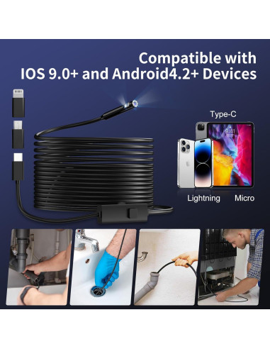 Cámara Endoscópica CTEOUNPT Doble Lente 1920P HD 5m USB