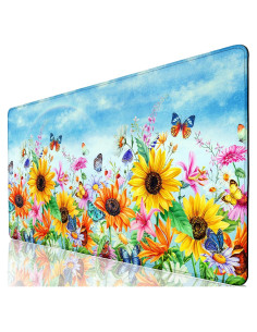 Alfombrilla de Escritorio CutebriCase Girasoles y Mariposas 80x40cm