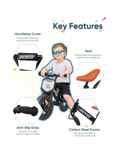 Bicicleta de Equilibrio RIDYEE para Niños 2-5 Años Ajustable