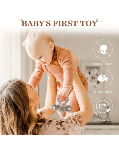 Sonajeros de Madera Orgánica 3 PCS - Let's Make Elefante