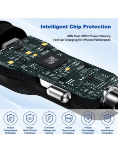 Cargador de Coche USB C Rápido 45W con 2 Cables Lightning 3FT 2