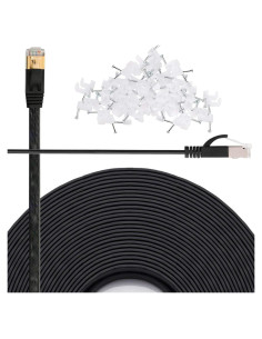 Cable Ethernet Cat 6 Comtelek 150 FT Plano RJ45 Negro