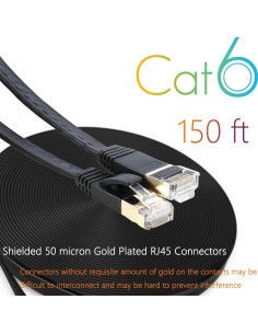 Cable Ethernet Cat 6 Comtelek 150 FT Plano RJ45 Negro 2