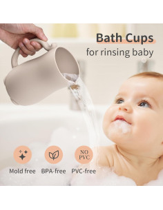 Taza de Enjuague para Bebés Mandu Beige 700 ml Silicona Suave 2