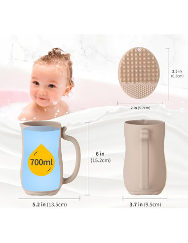 Taza de Enjuague para Bebés Mandu Beige 700 ml Silicona Suave