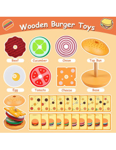 Juguete de Madera Hamburguesa Pajojoqa 10 cm Educativo 2
