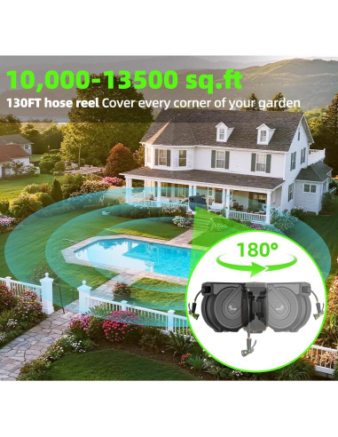 Carrete de Manguera de Jardín Yestar 1/2" x 12 m Retráctil