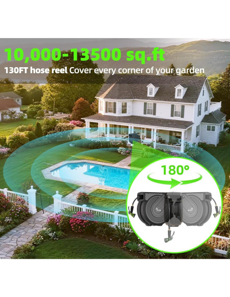 Carrete de Manguera de Jardín Yestar 1/2" x 12 m Retráctil