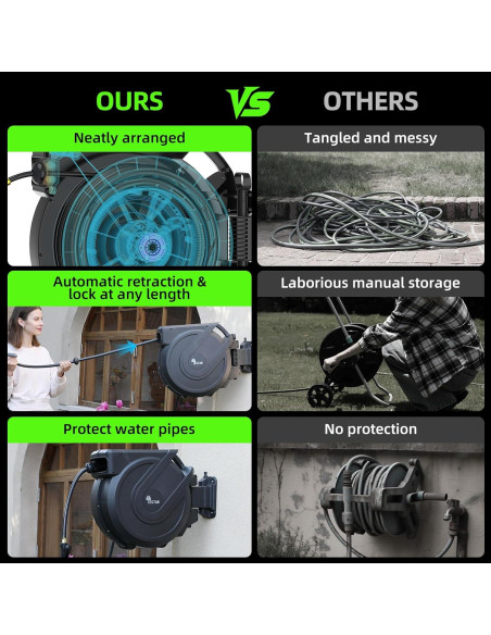 Carrete de Manguera de Jardín Yestar 1/2" x 12 m Retráctil