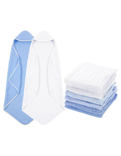 Juego de 8 Toallas de Baño Peryiter Algodón Bebés Azul