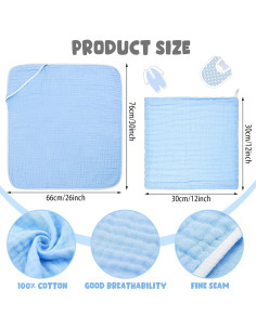 Juego de 8 Toallas de Baño Peryiter Algodón Bebés Azul 2