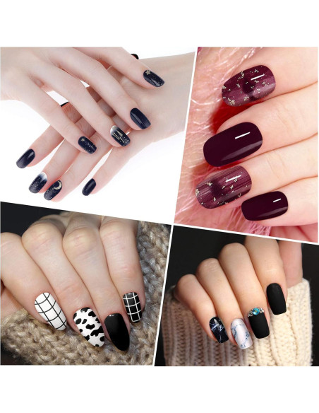 20 Hojas Stickers de Uñas Negras Autoadhesivas Maitys