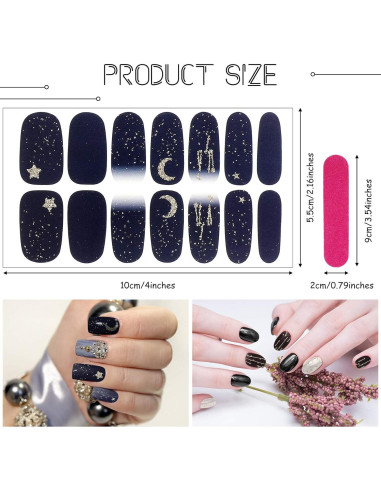 20 Hojas Stickers de Uñas Negras Autoadhesivas Maitys