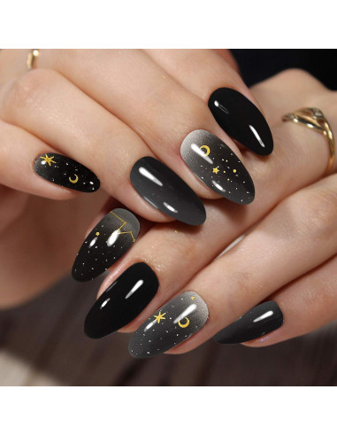 20 Hojas Stickers de Uñas Negras Autoadhesivas Maitys