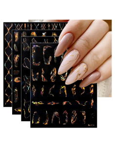 Calcomanías de Uñas JMEOWIO 9 Hojas Mármol Oro Autoadhesivas